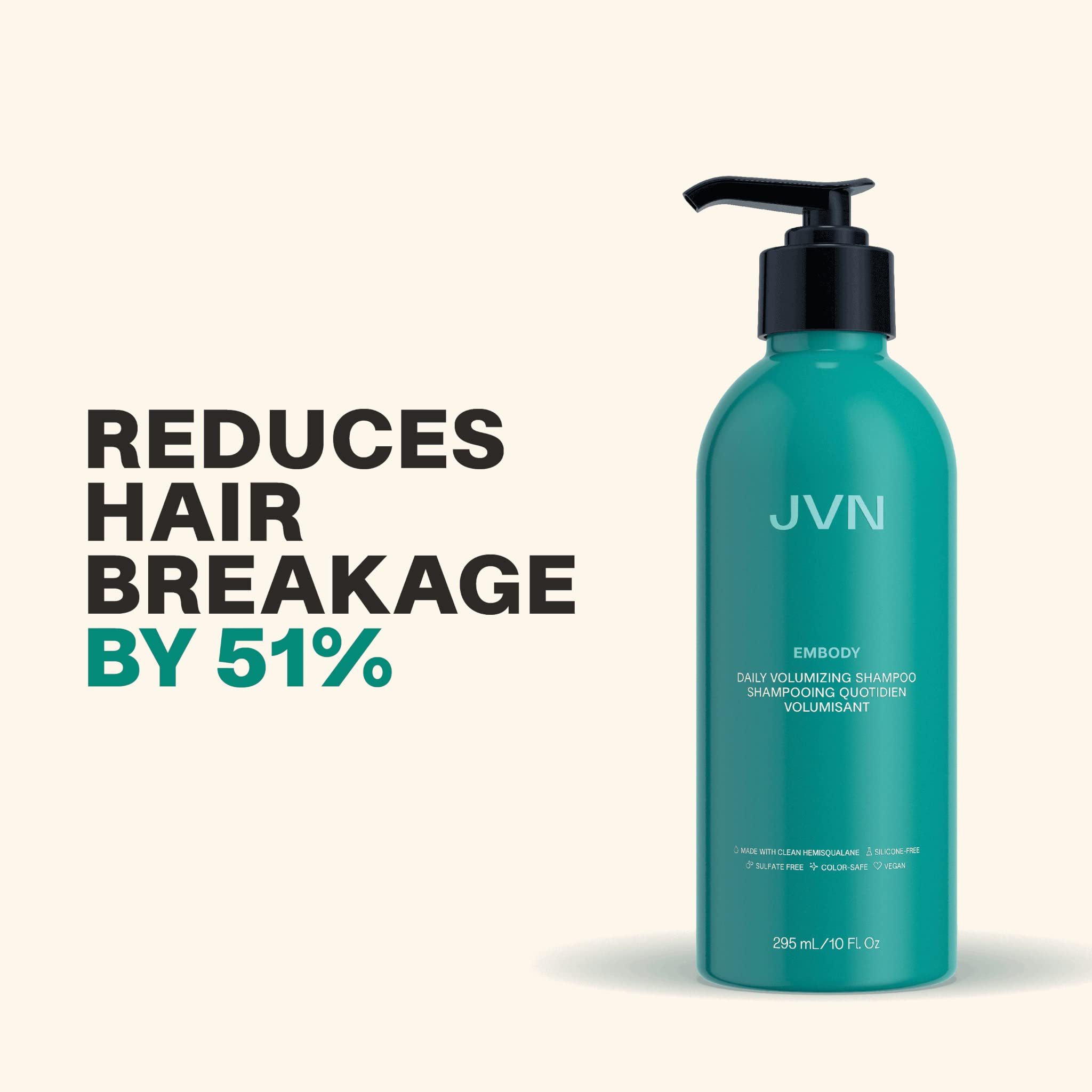 JVN Embody shampoo lather closeup demonstrates gentle cleansing without weigh-down.