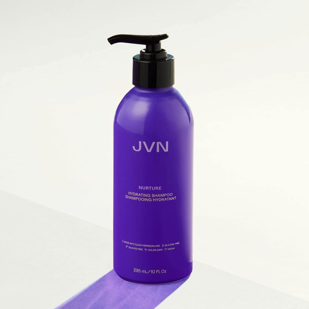 JVN Nurture Hydrating Shampoo aloe leaf juice close-up supporting hydration and scalp care.