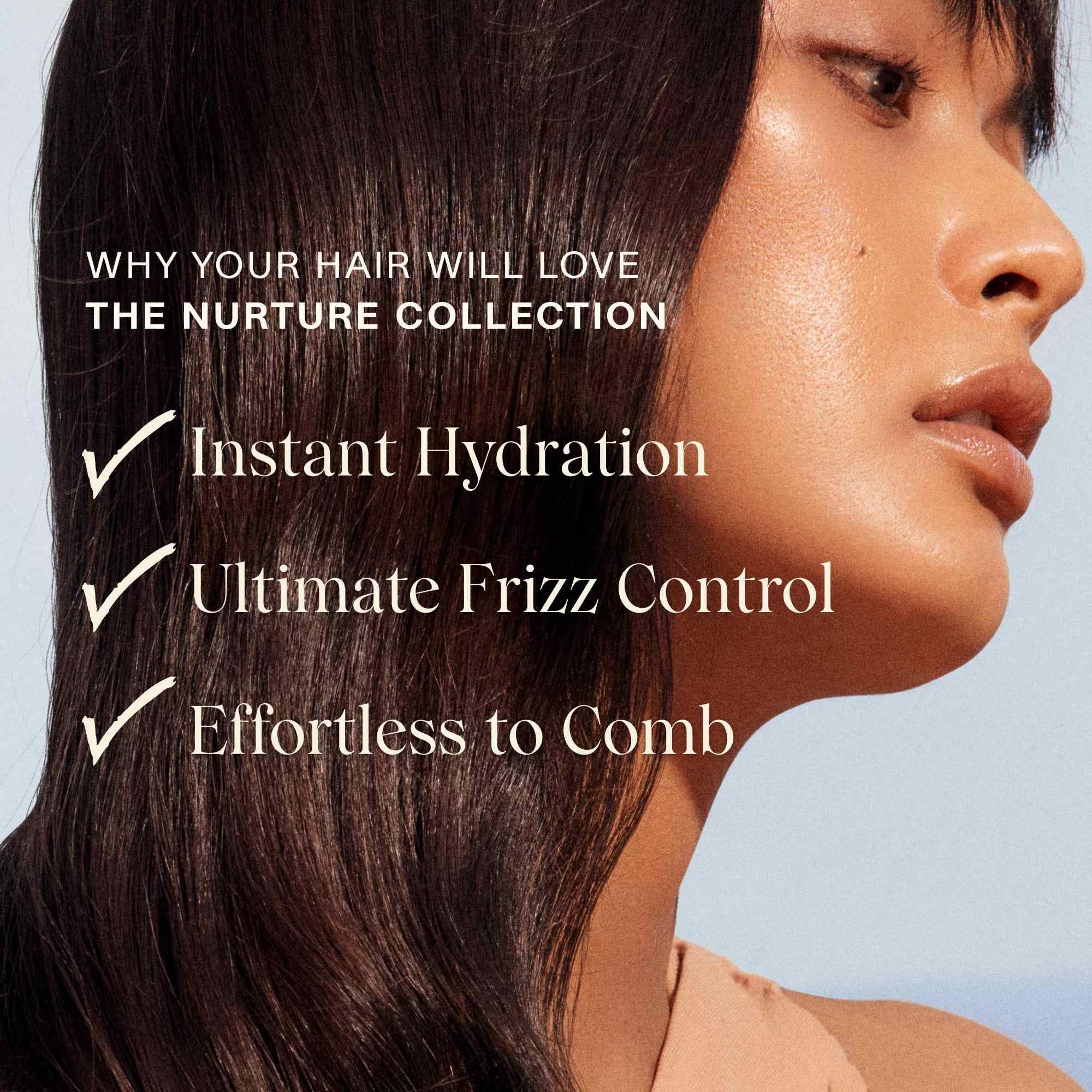 JVN Nurture Hydrating Shampoo pump dispenses product for easy daily hydration.