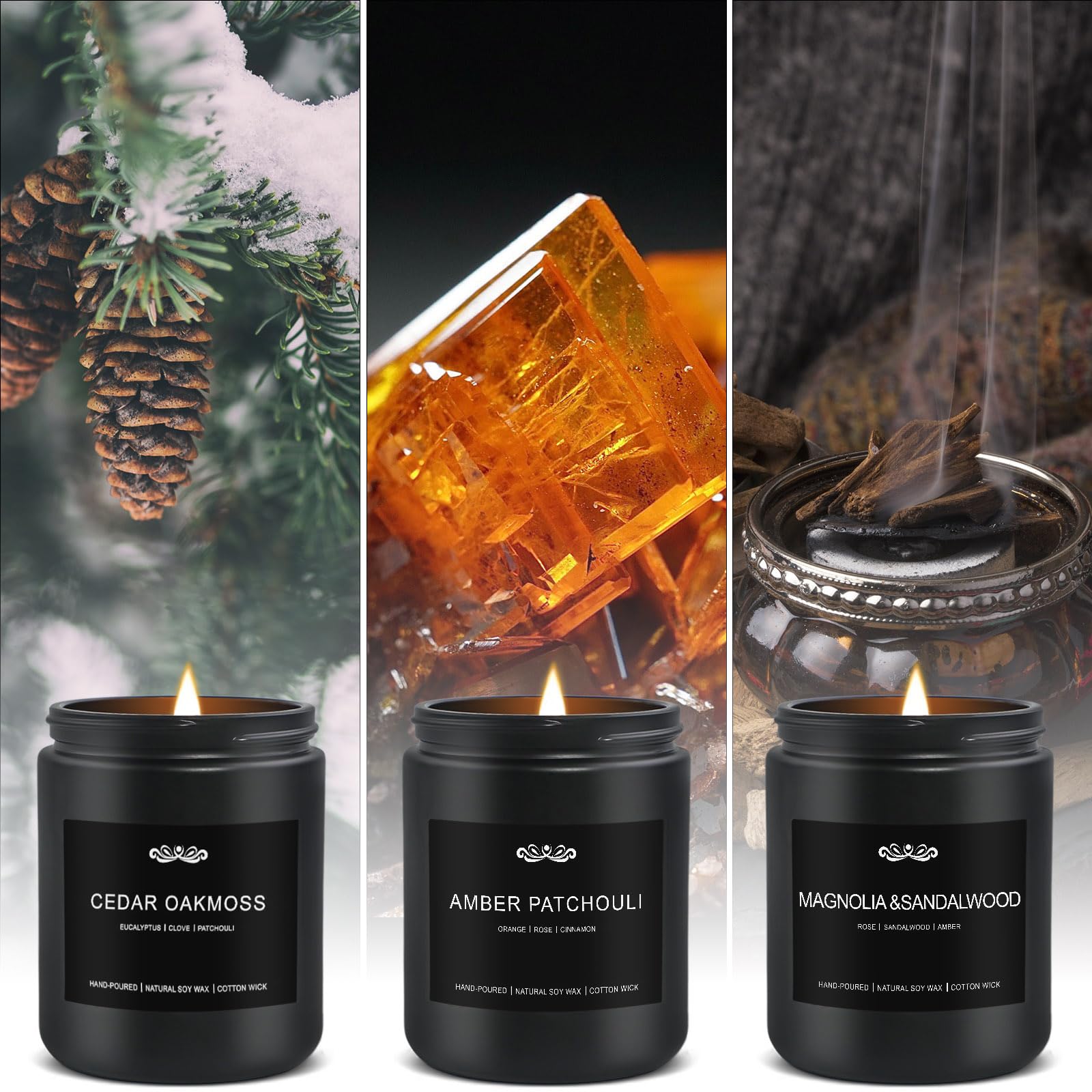 JXDLSQ magnoli-sandalwood candle with deep floral-woody scent