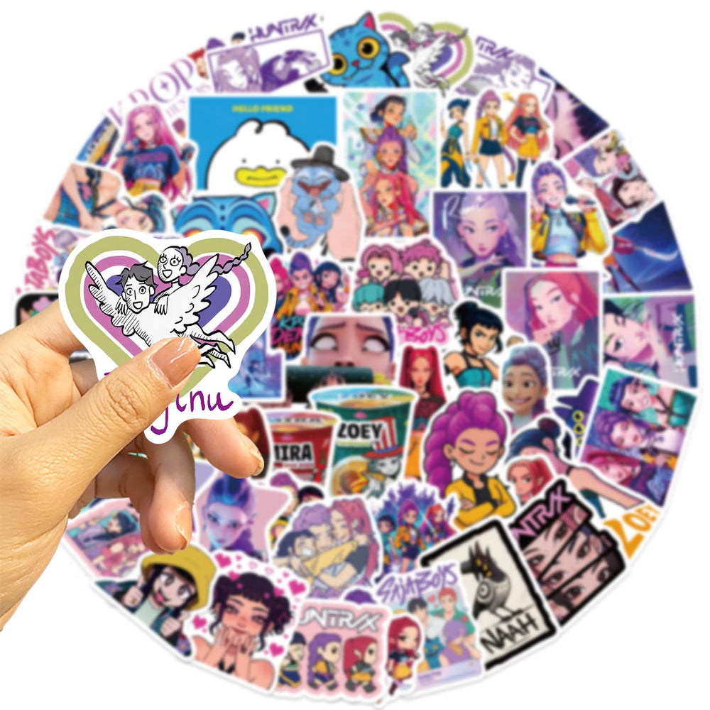 JXJMYU Demon Hunters Saja Boys sticker on laptop brings stylish character.