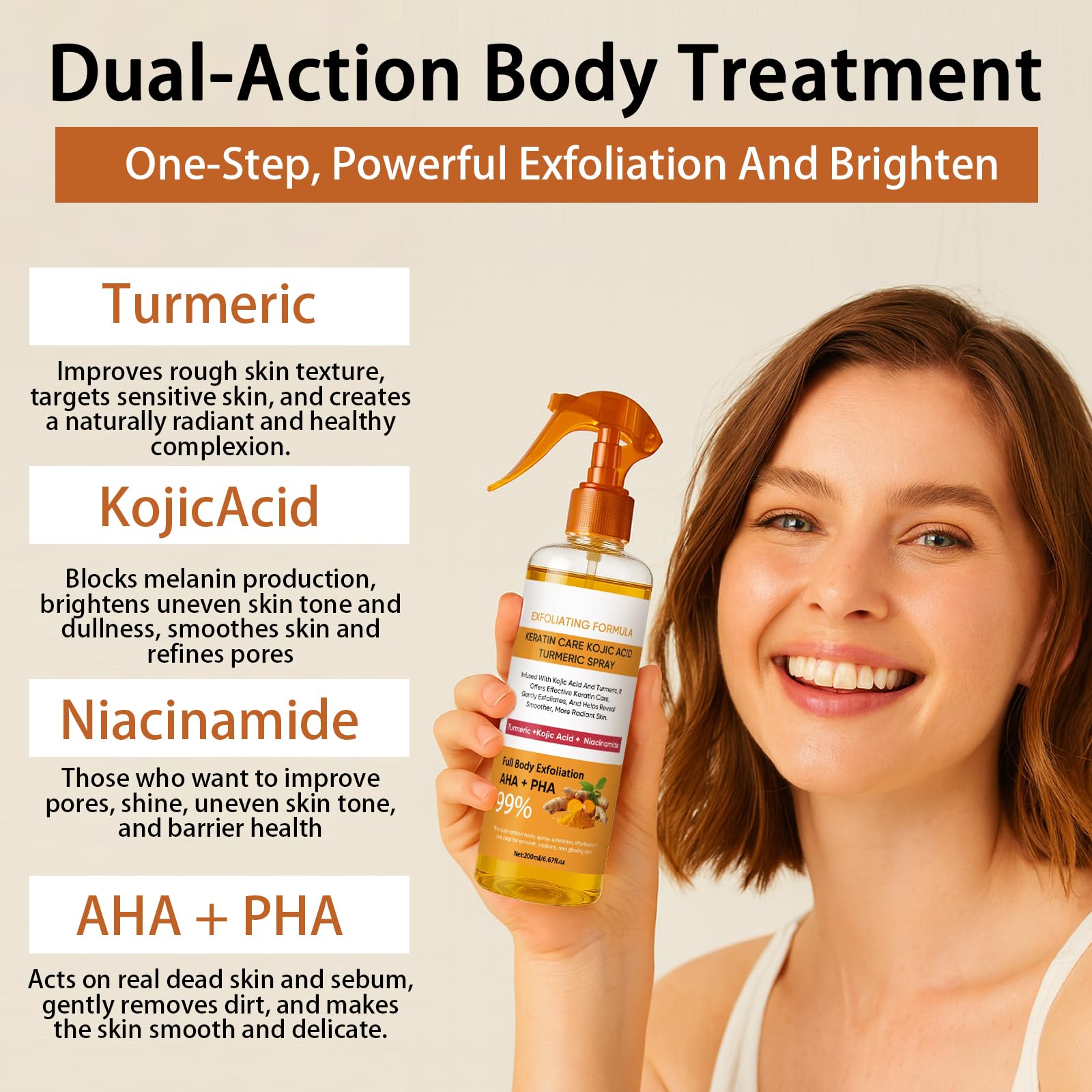 JXSVR Turmeric Spray demonstrates balanced glow and hydration.