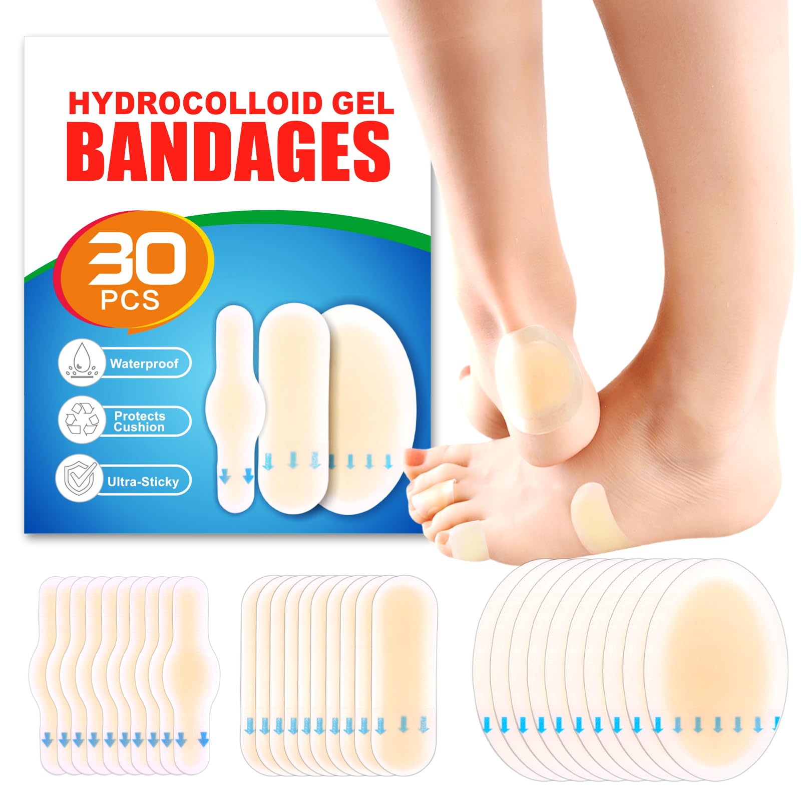 JXXAMZ33 hydrocolloid blister bandages packaging shown for easy on-the-go protection