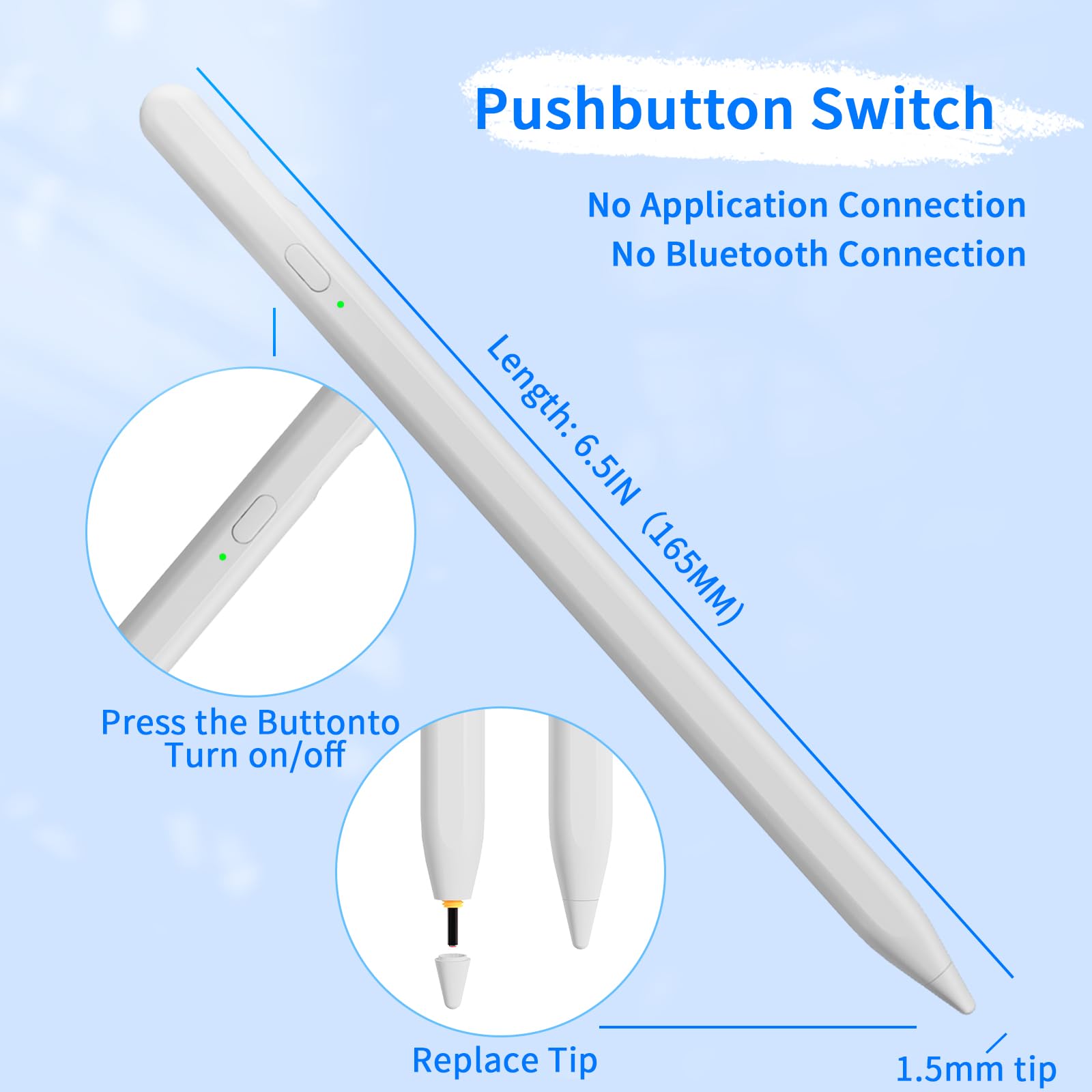 JXYHMY Stylus pen highlights magnetic adsorption for secure side attachment.