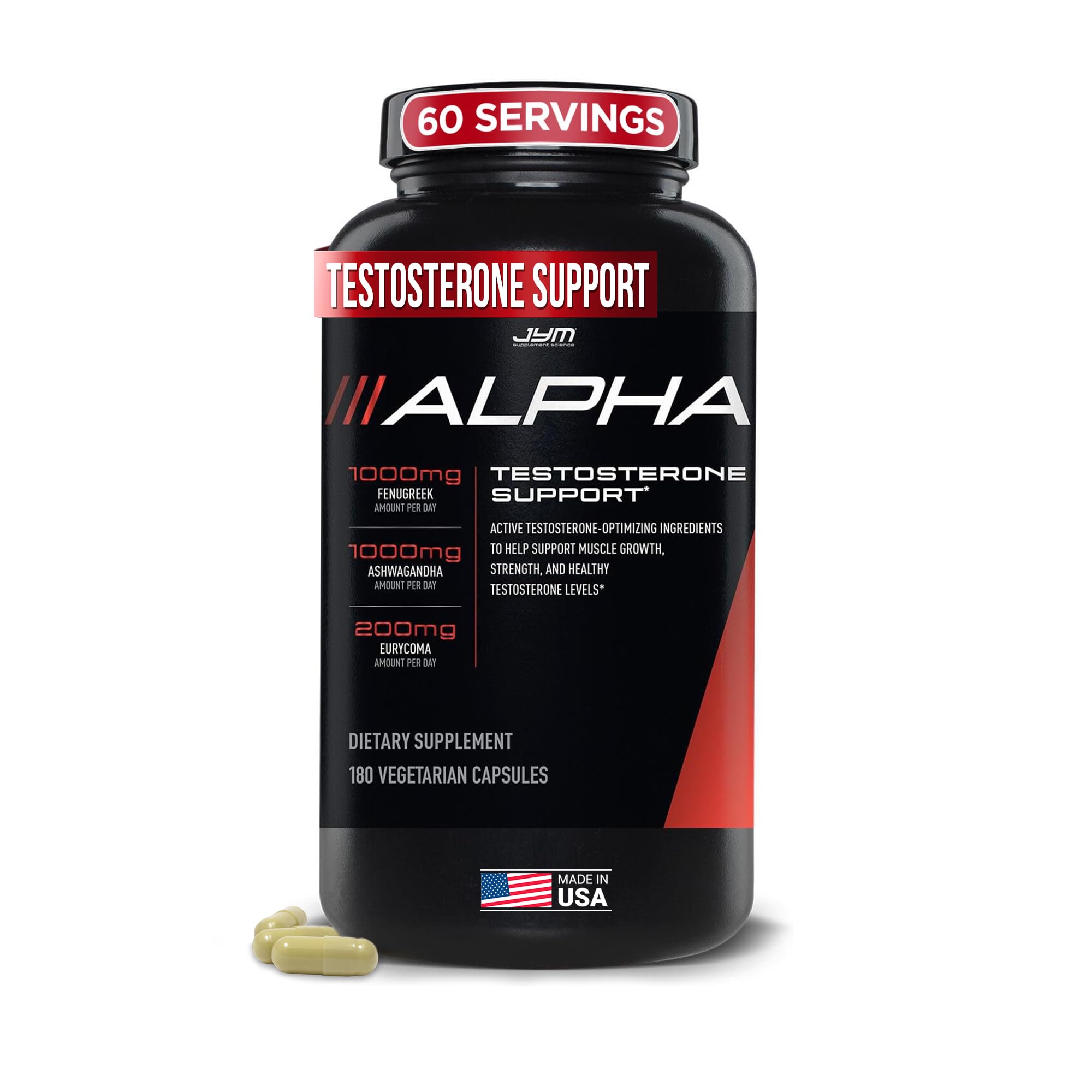 JYM Alpha JYM bottle front showing label details for energy and recovery