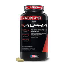 JYM Alpha JYM bottle front showing label details for energy and recovery