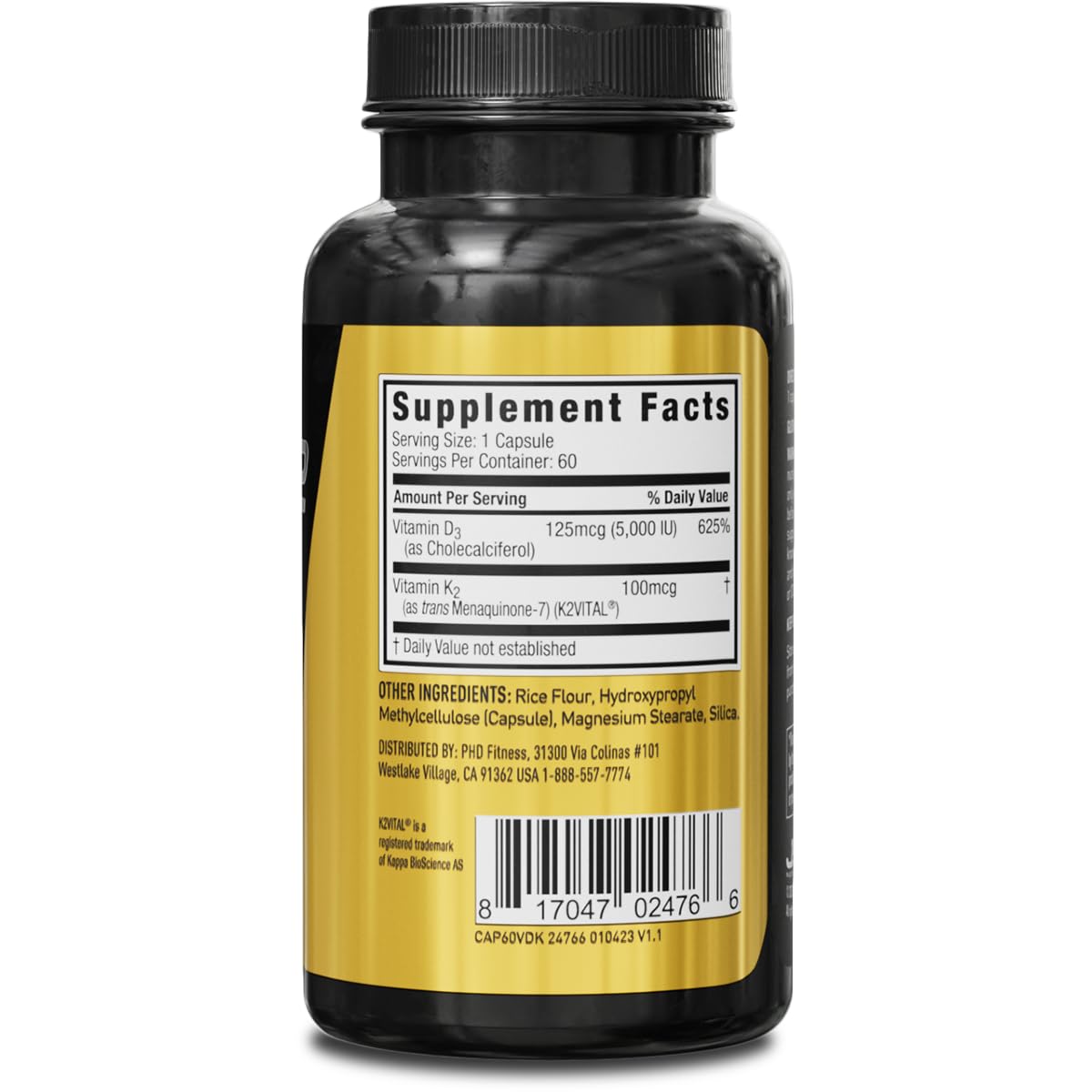 JYM D3 + K2 softgel closeup shows MK-7 potency for arterial health.
