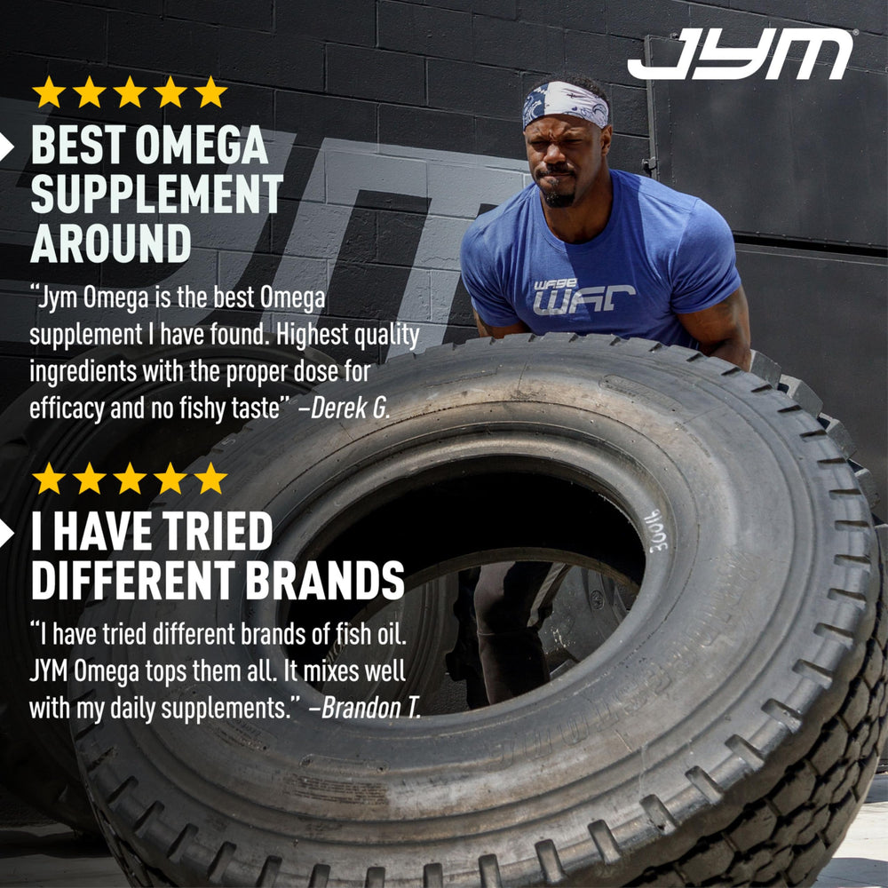 JYM Omega Fish Oil soft gels ready for daily supplementation.