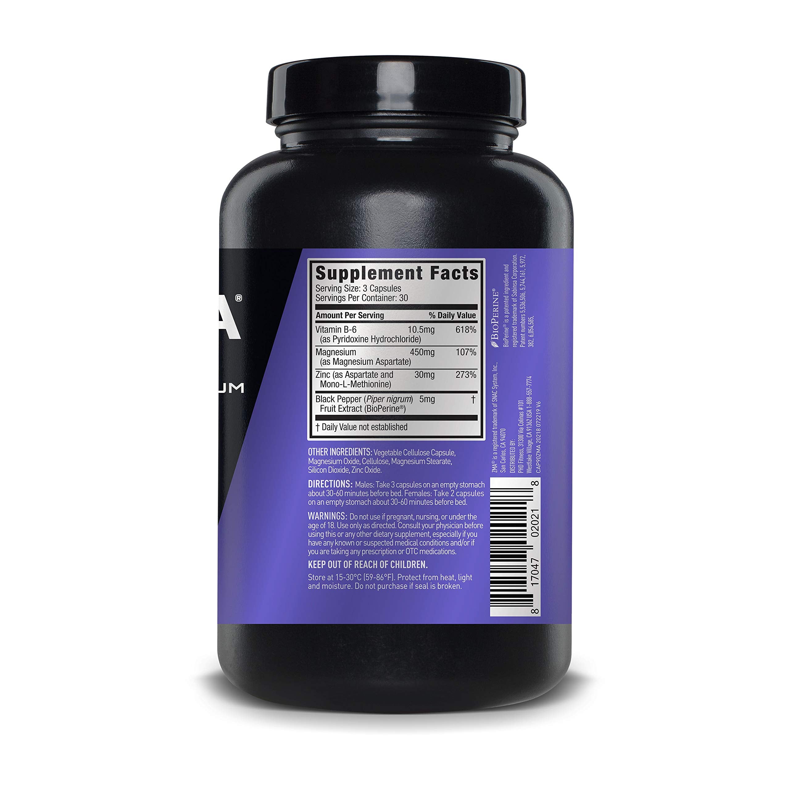 SNAC System logo on ZMA JYM bottle signaling patented formulation