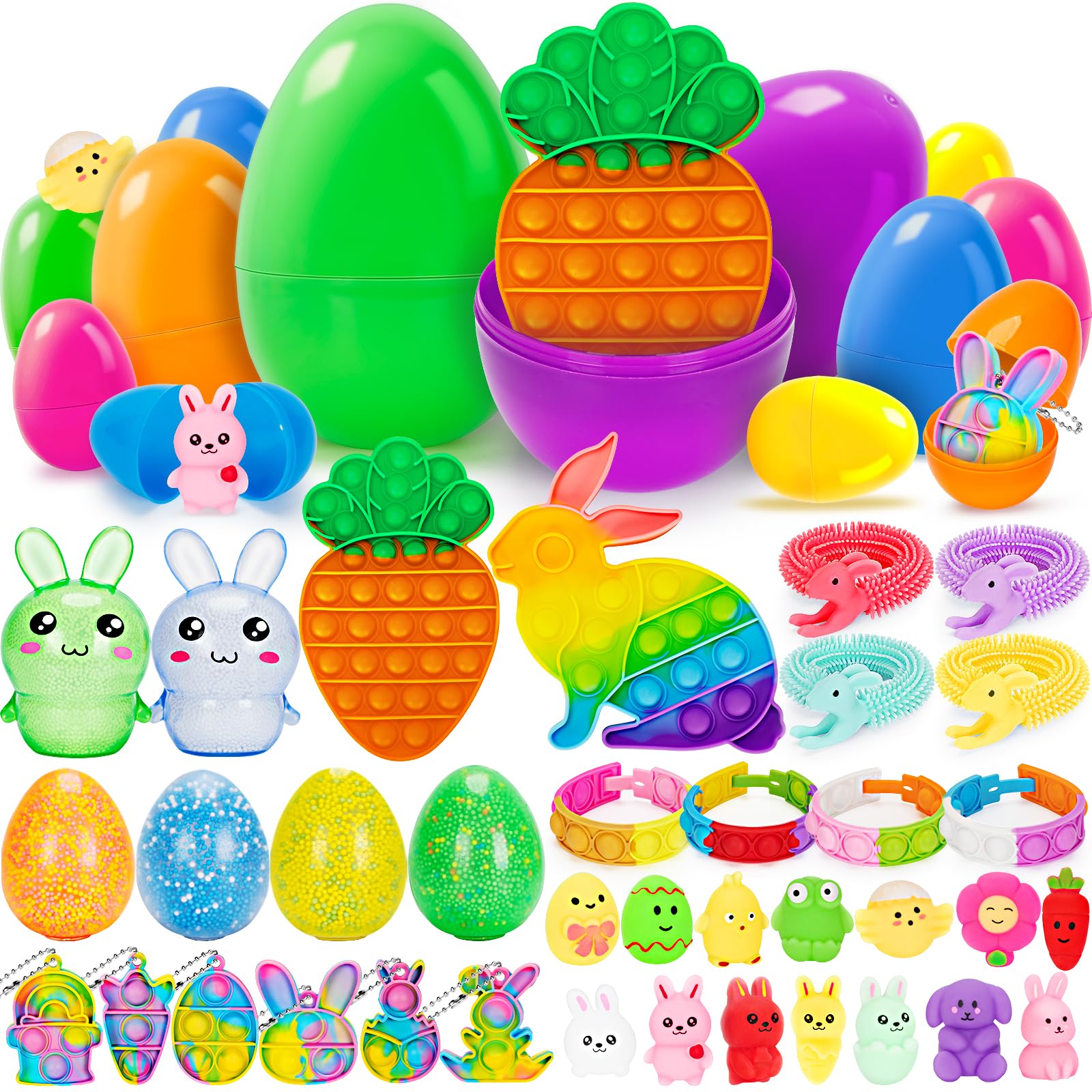 Jyusmile 36-pack prefilled Easter eggs ready for quick egg hunts.