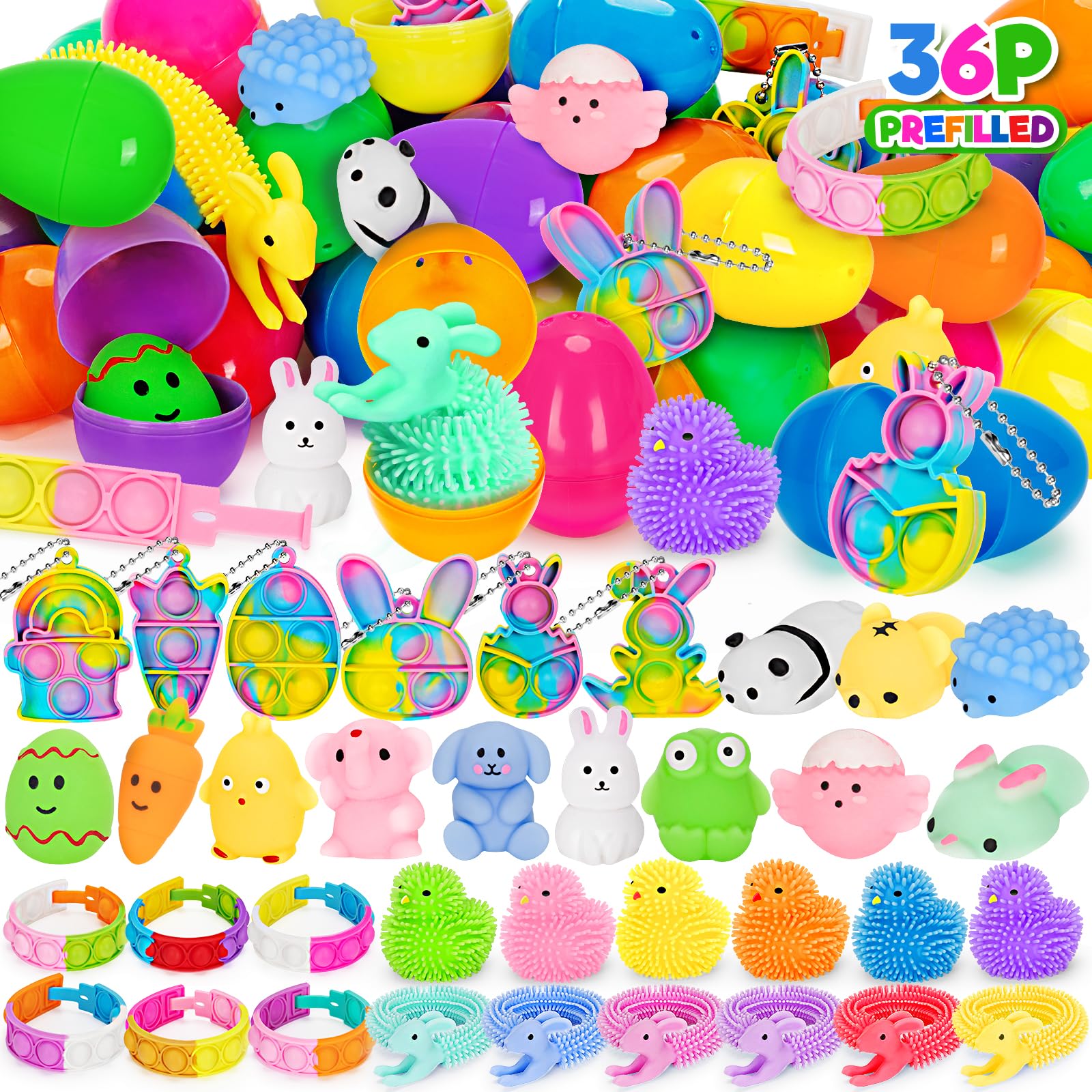 Jyusmile 36-pack prefilled Easter eggs for easy holiday fun and hassle-free party prep