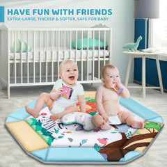 Jyusmile spacious 43x39 inch play area for tummy time and sitting play