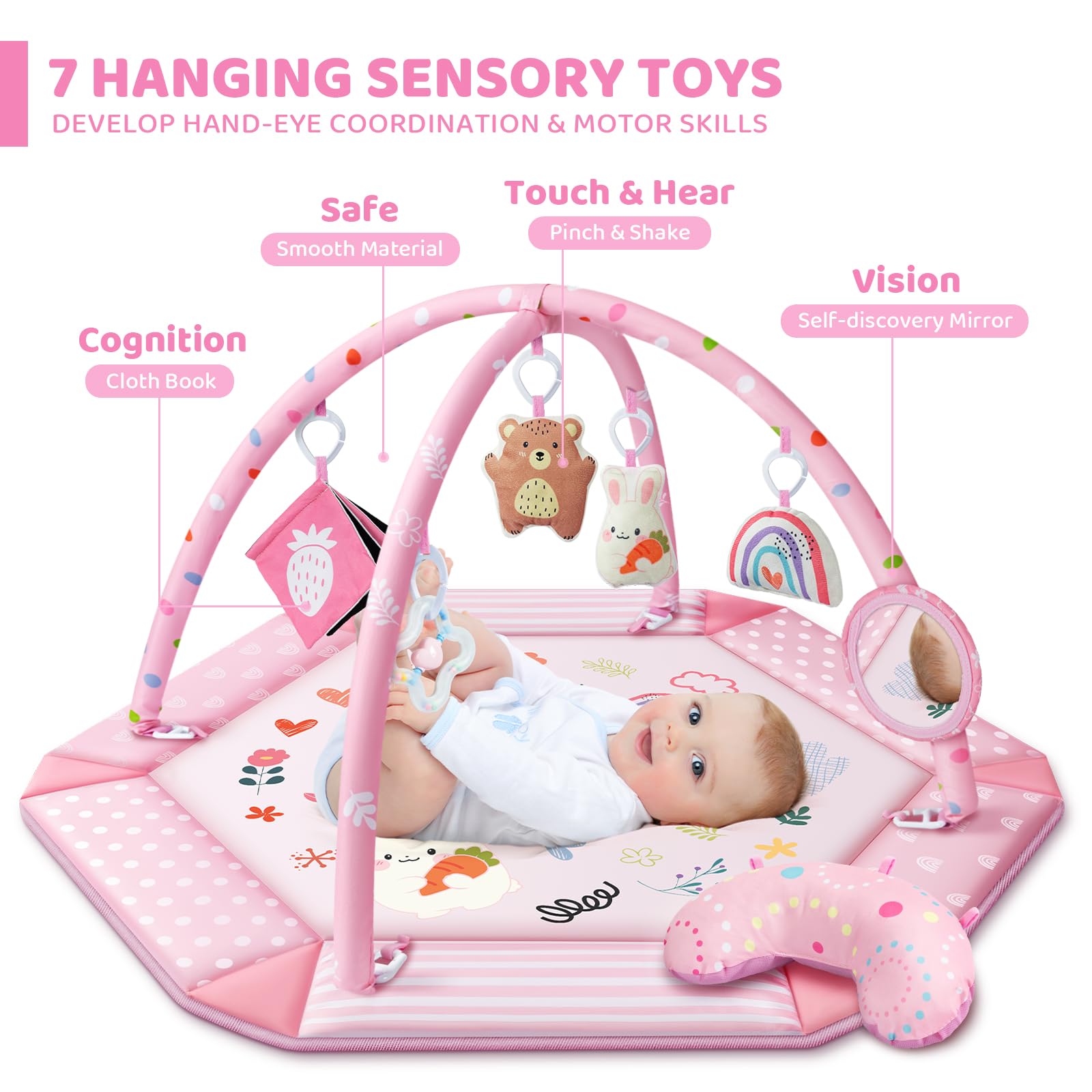 Jyusmile baby gym hanging toys engaging senses with color and sound