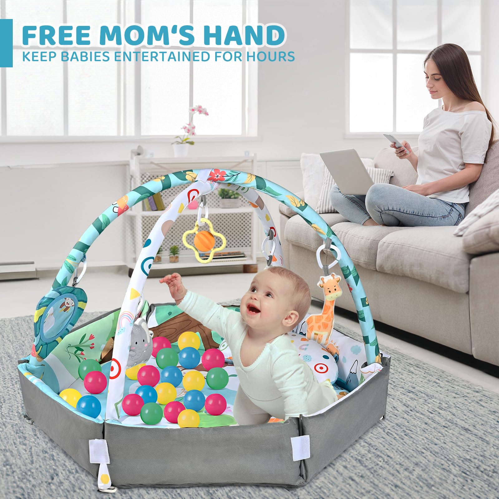 Jyusmile soft play surface ideal for safe tummy time and motor practice