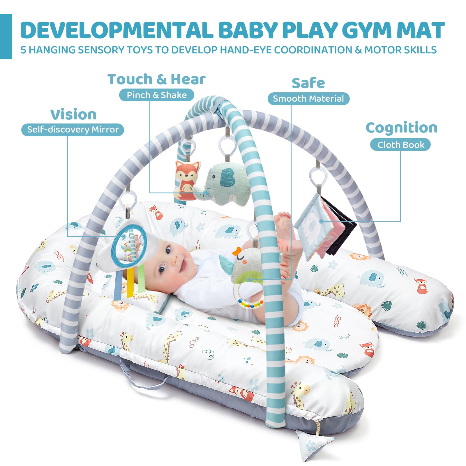 Jyusmile baby gym toys removable for hands-on exploration and stimulation.