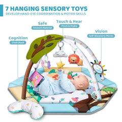 Jyusmile six removable toys including mirror, book and rattle for tactile learning