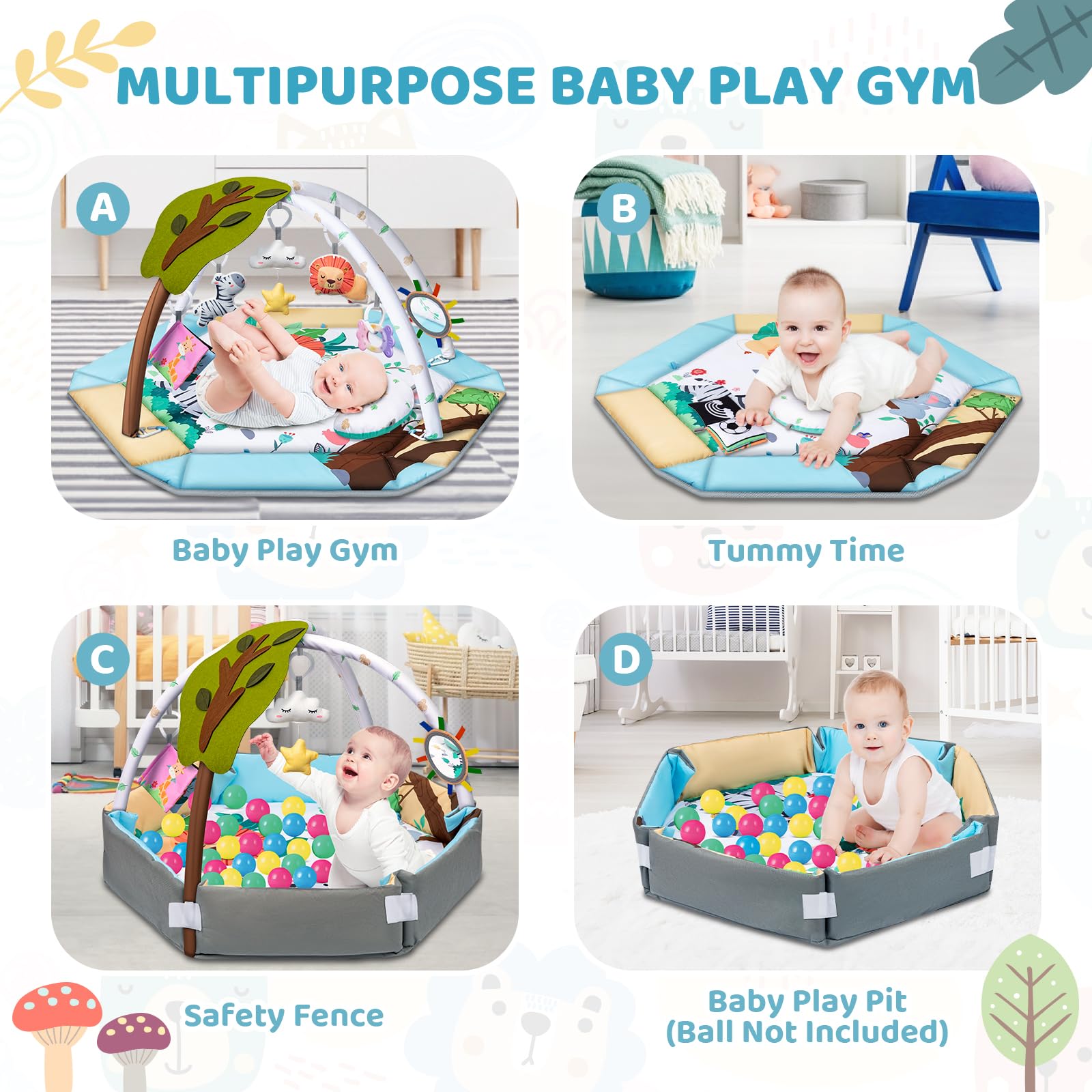 Jyusmile tummy time moon pillow supporting early head control