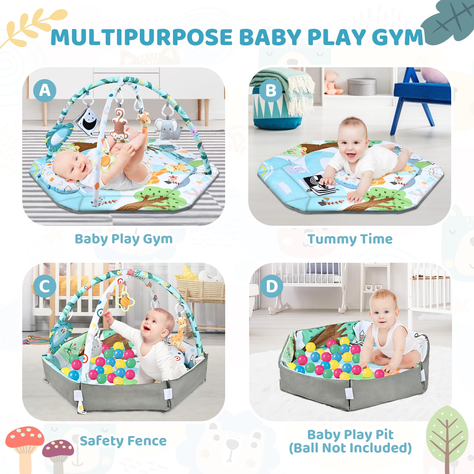 Jyusmile tummy time moon pillow providing comfortable head support