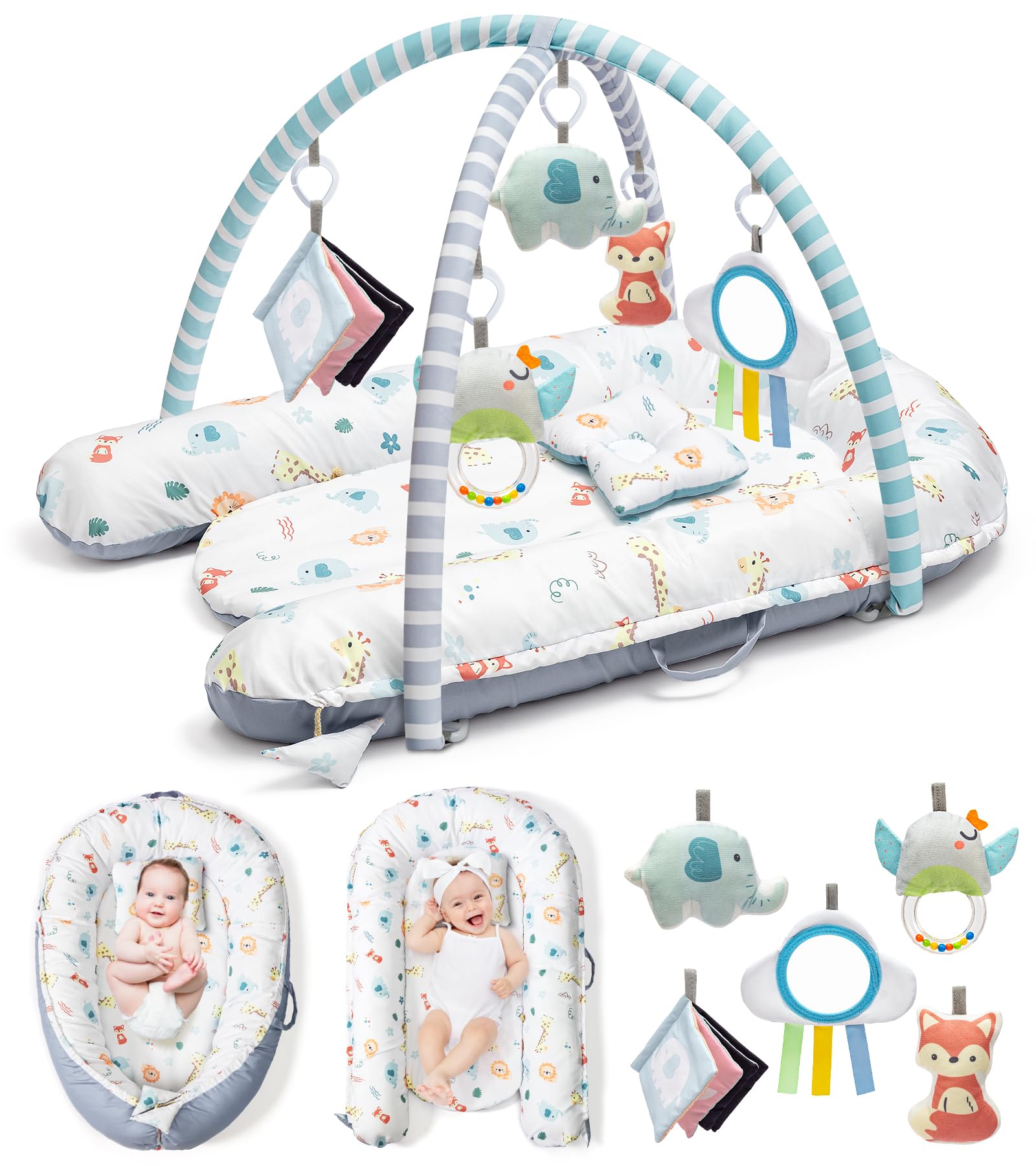 Jyusmile baby play mat 7in1 setup for engaging, safe floor time play.