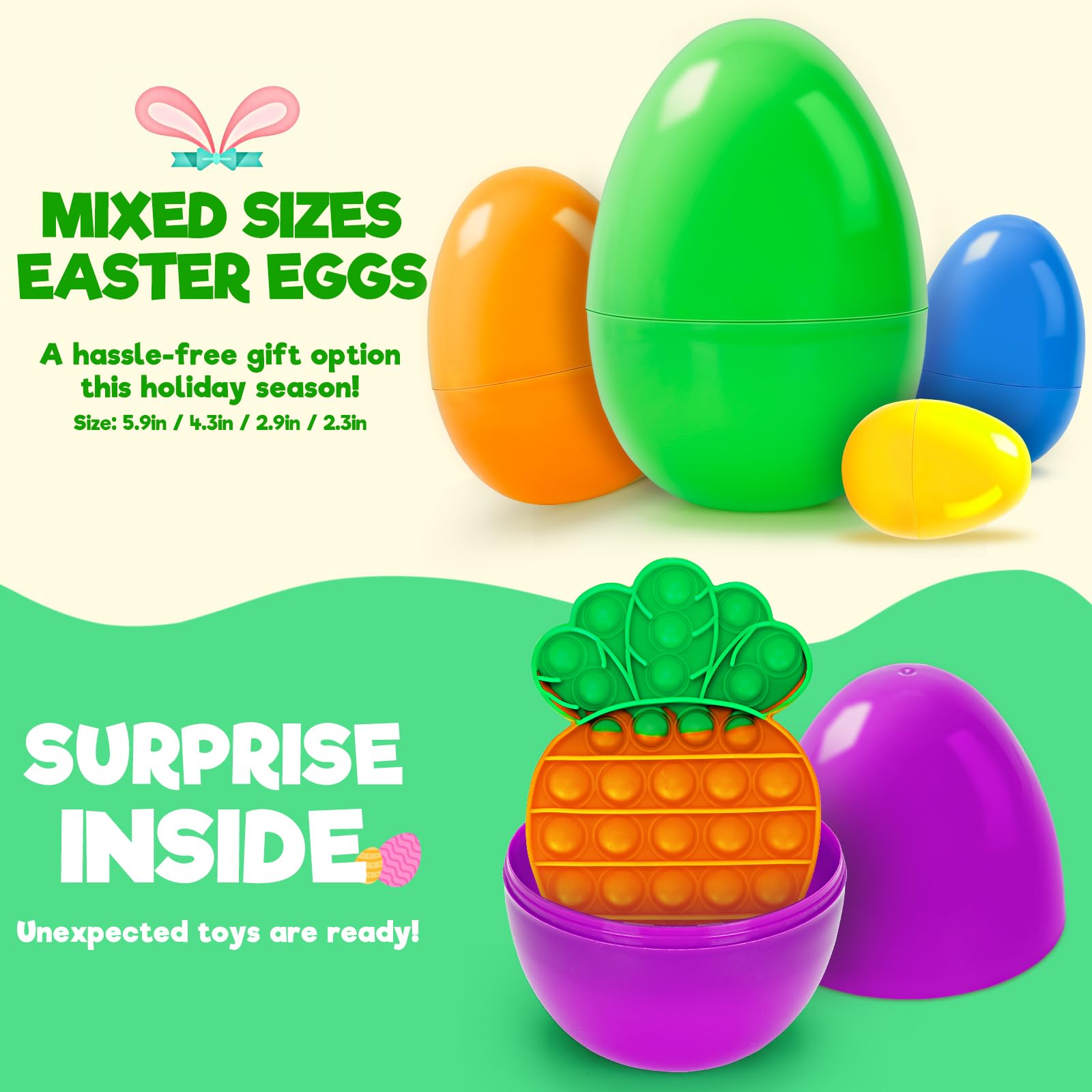 Jyusmile eggs with assorted toys inside encourage discovery and play.