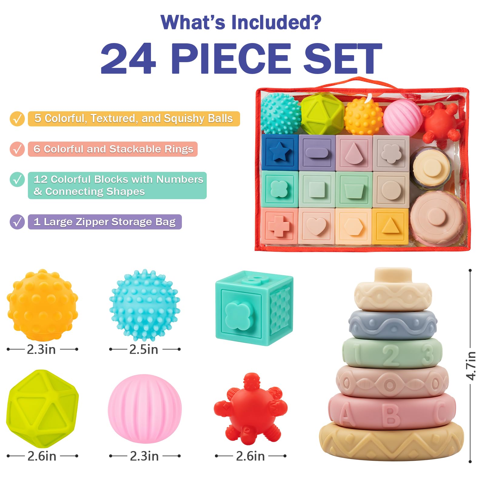 Jyusmile sensory balls with textured surfaces for tactile play