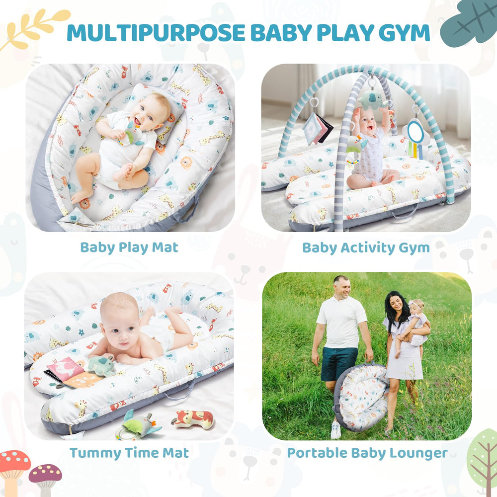 Jyusmile tummy time mat offers spacious space to lift head and reach.