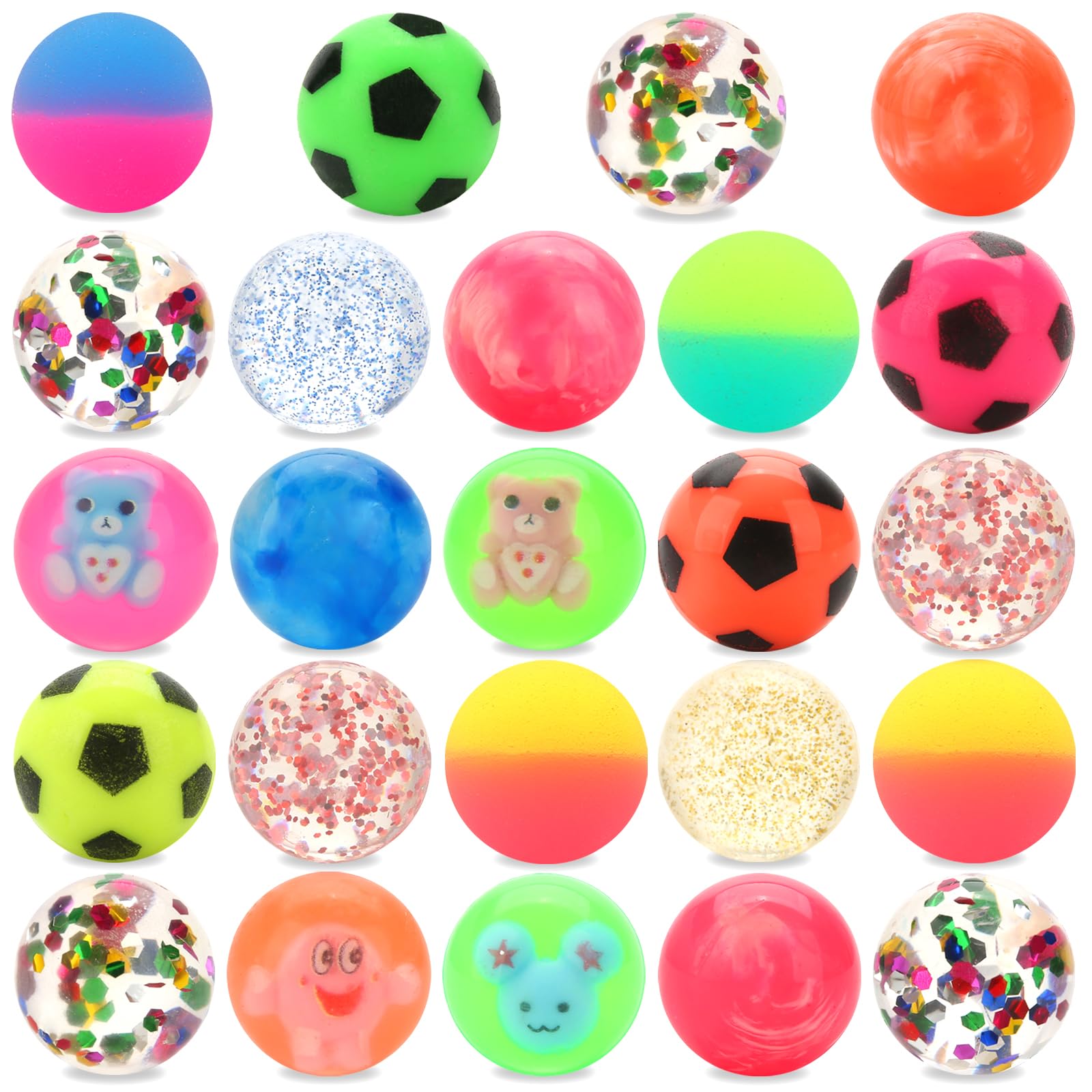 JYXT 24pcs bouncy balls in colorful assortment for kids' play and color recognition