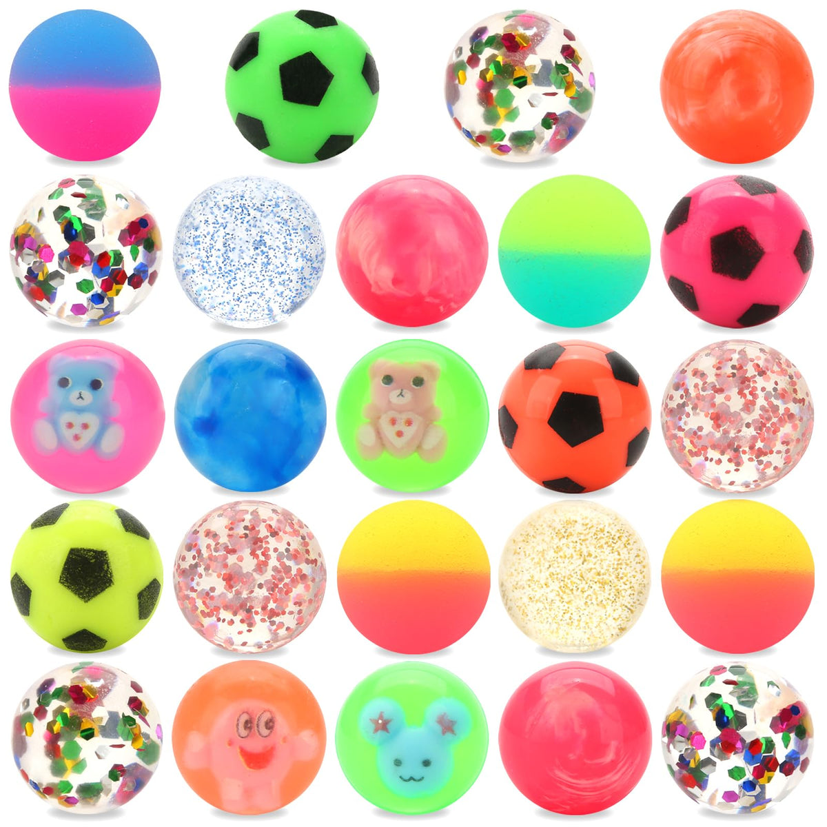 JYXT 24pcs bouncy balls in colorful assortment for kids' play and color recognition