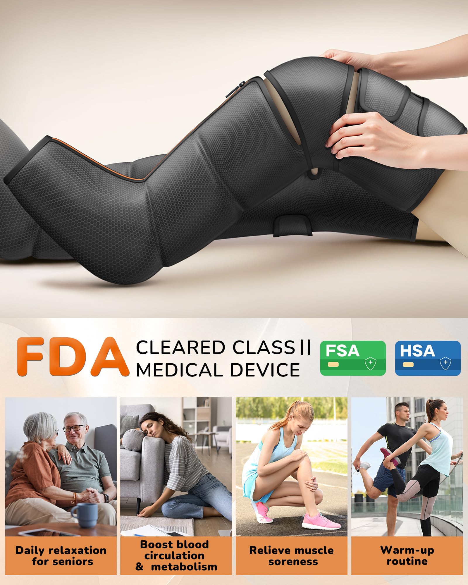 Foot sleeves of JZBRAIN leg massager wrapped around feet