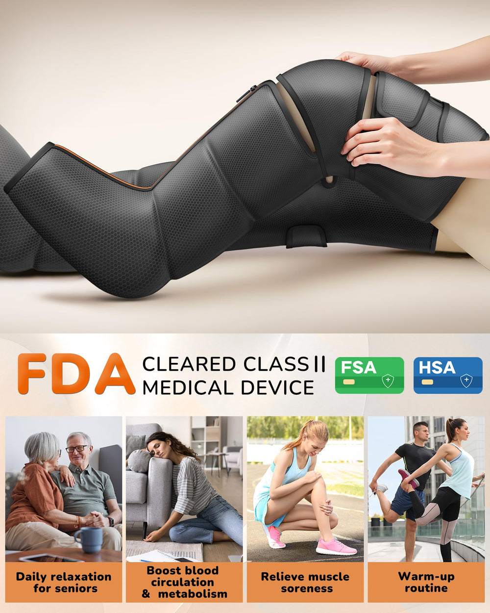 Foot sleeves of JZBRAIN leg massager wrapped around feet