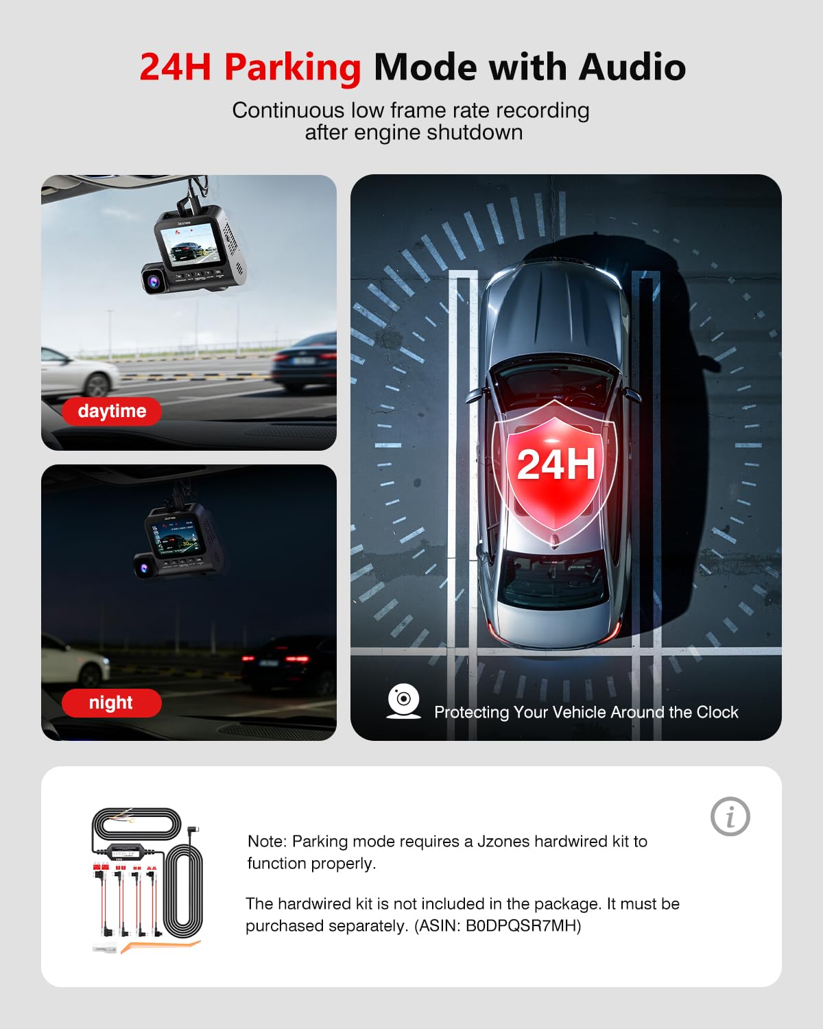 Jzones G-sensor loop recording locks important clips automatically.