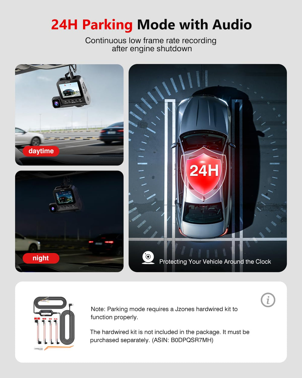 Jzones G-sensor loop recording locks important clips automatically.