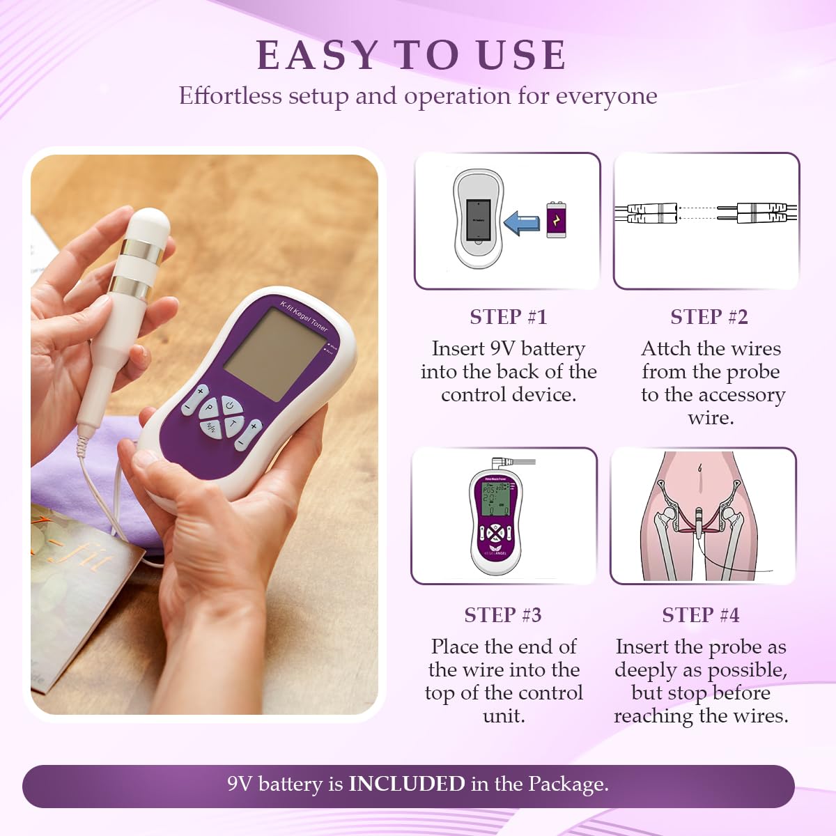 K-fit Kegel Toner comfort probes designed for gentle contact.