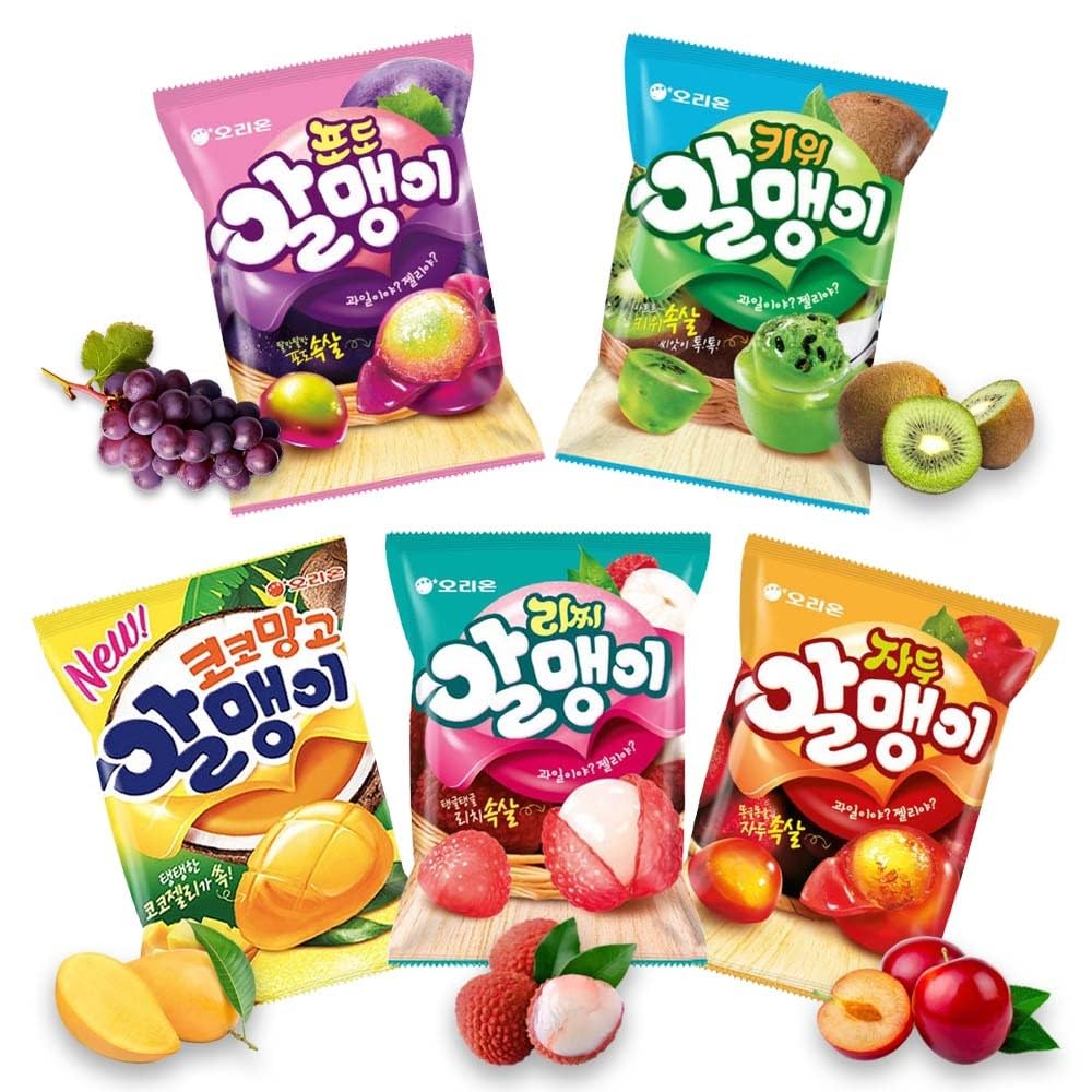 K-Herb Korean Fruit Jelly Candy grape flavor with chewy exterior and juicy center for a refreshing bite.