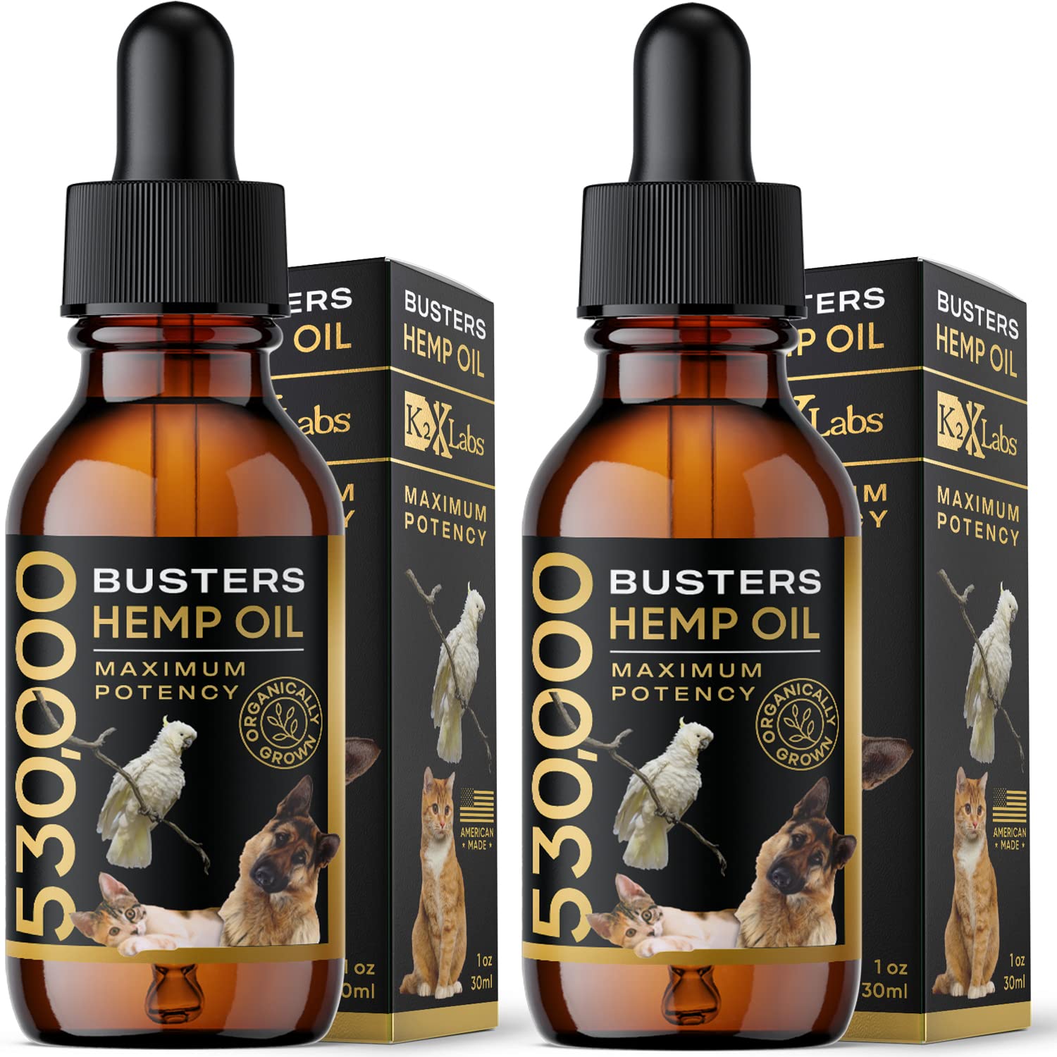 K2xLabs Busters huile de chanvre biologique – bouteille prête à l'emploi pour le bien-être animal