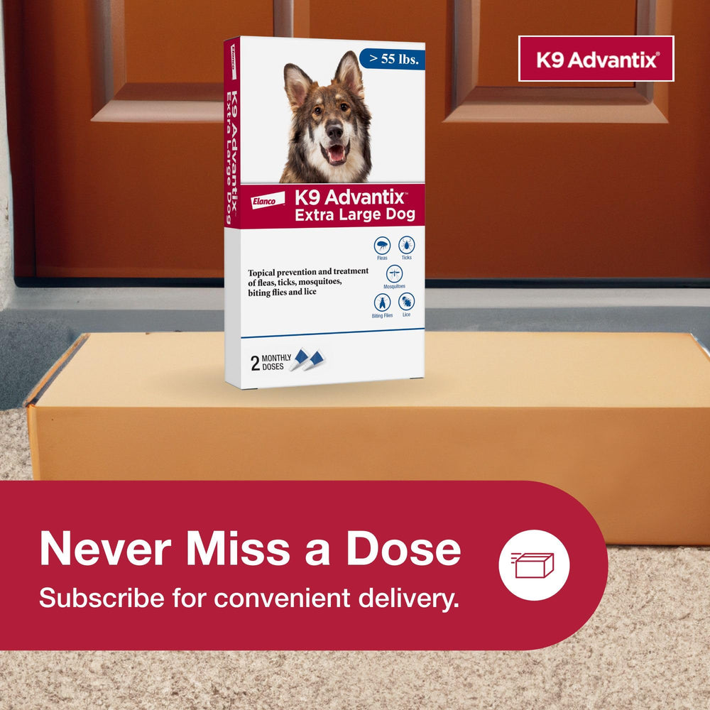 K9 Advantix Extra Large suitable for dogs over 55 pounds and 7 weeks old.