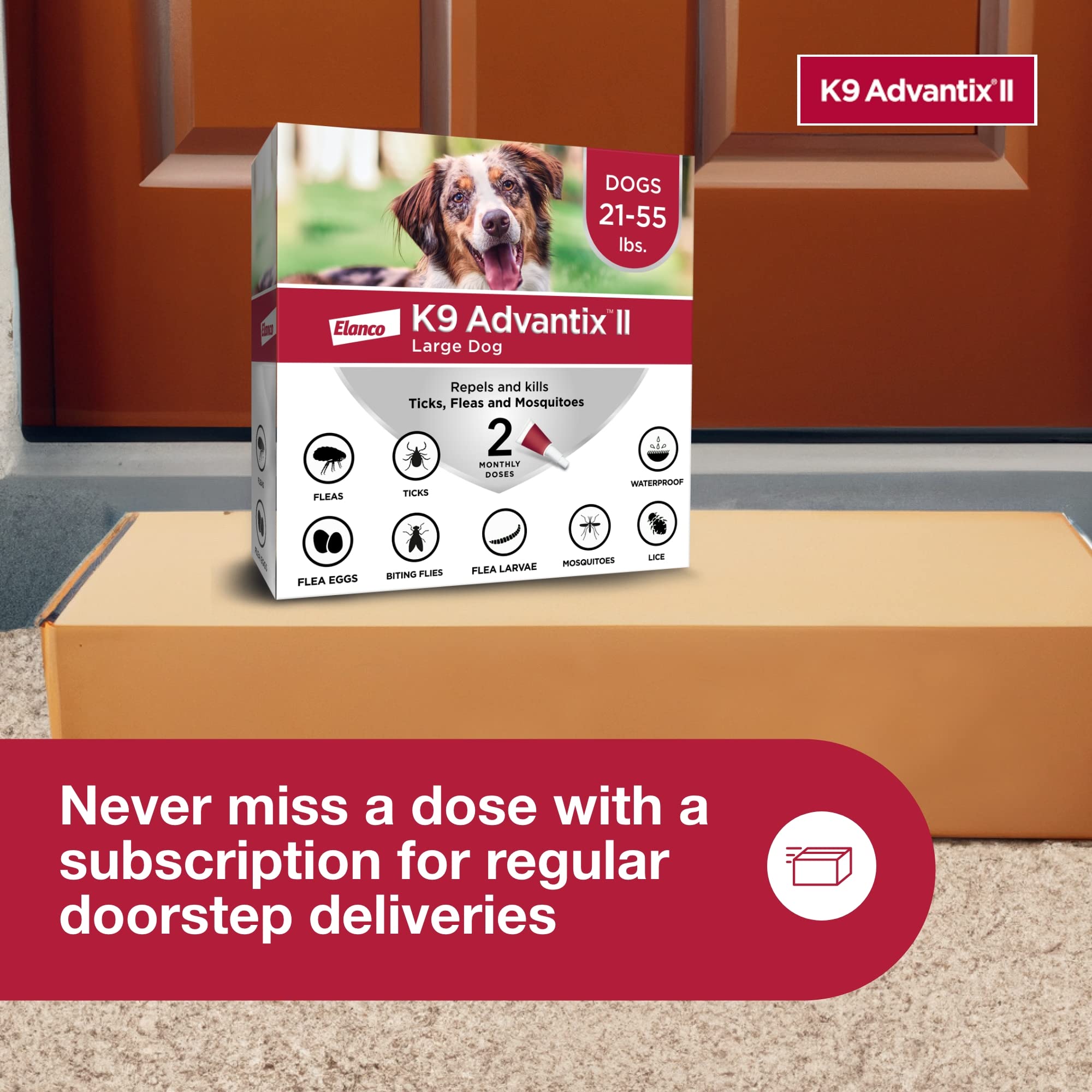 K9 Advantix II weight range 21-55 lbs on label helps correct sizing.