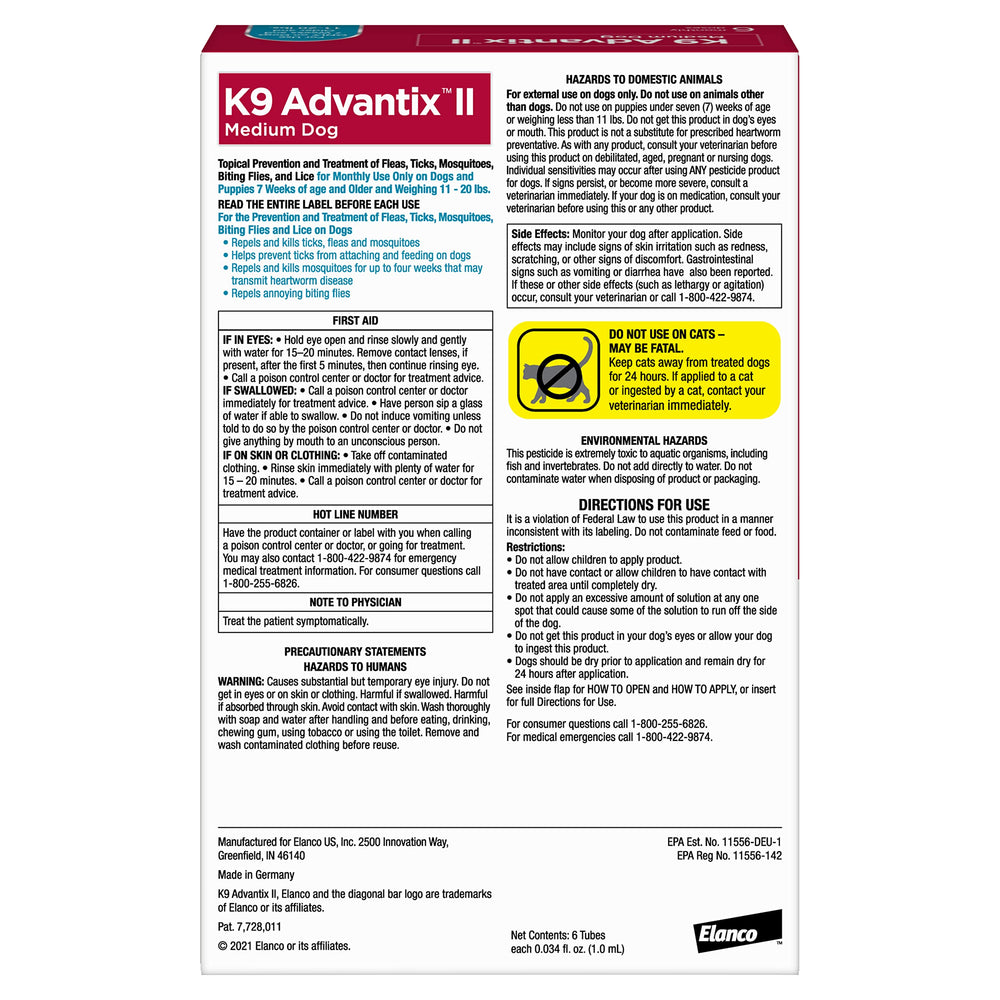 K9 Advantix II medium dog protects by repelling ticks on contact.