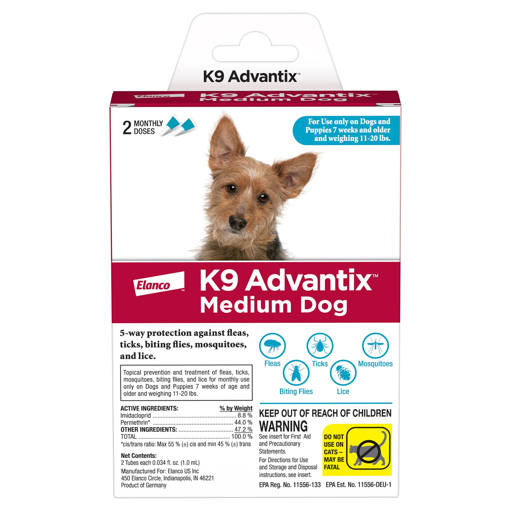 K9 Advantix medium dog spot-on application protects against fleas and ticks