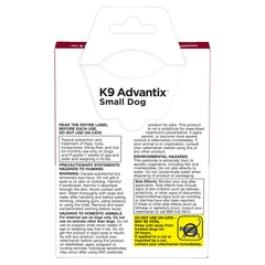 K9 Advantix small dog bottle ready for monthly spot-on use.