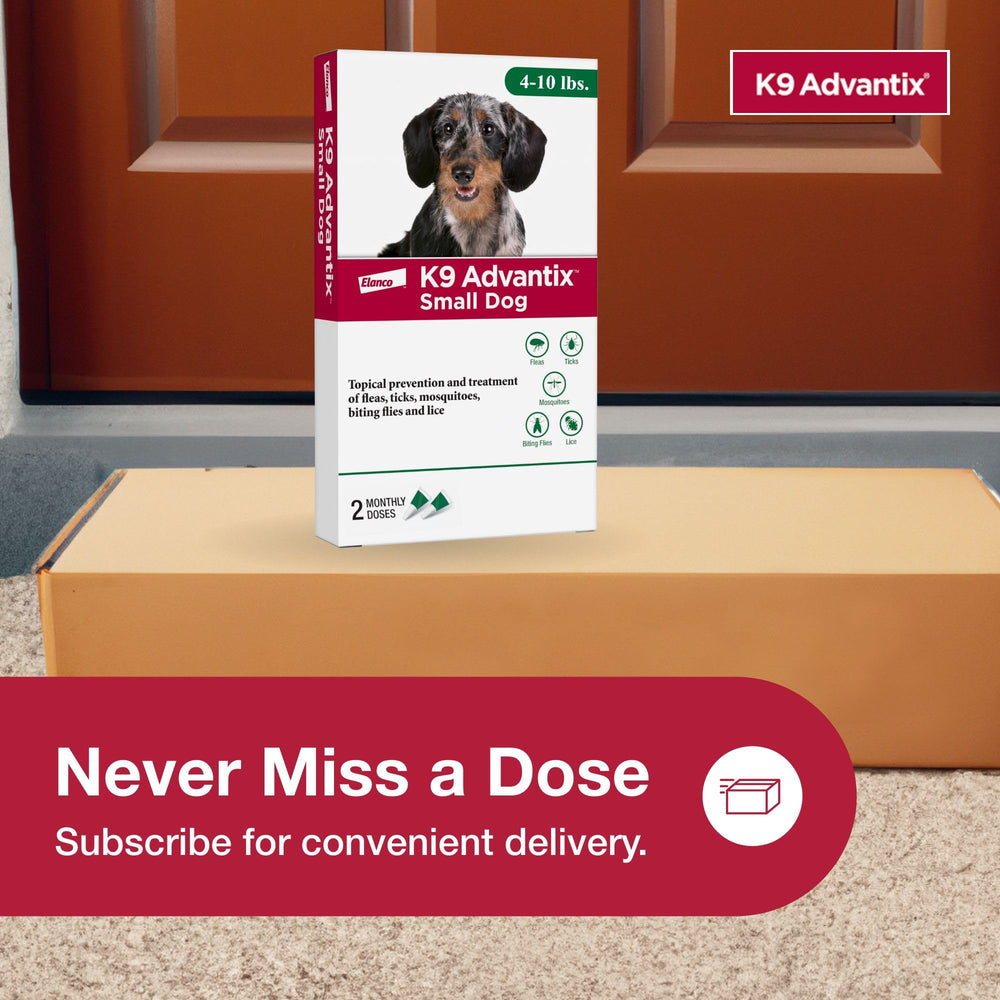 K9 Advantix small dog suitable for 4-10 lbs weight range.