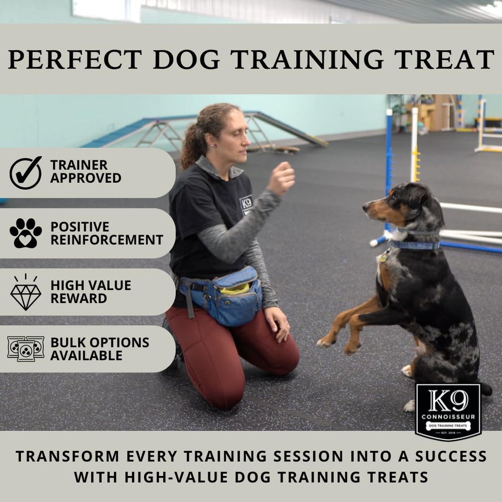 K9 Connoisseur training with treats image showing dogs responding to rewards.