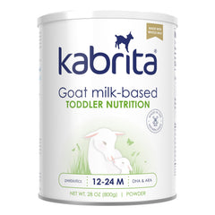 Kabrita goat milk toddler formula front label highlights trusted nutrition.
