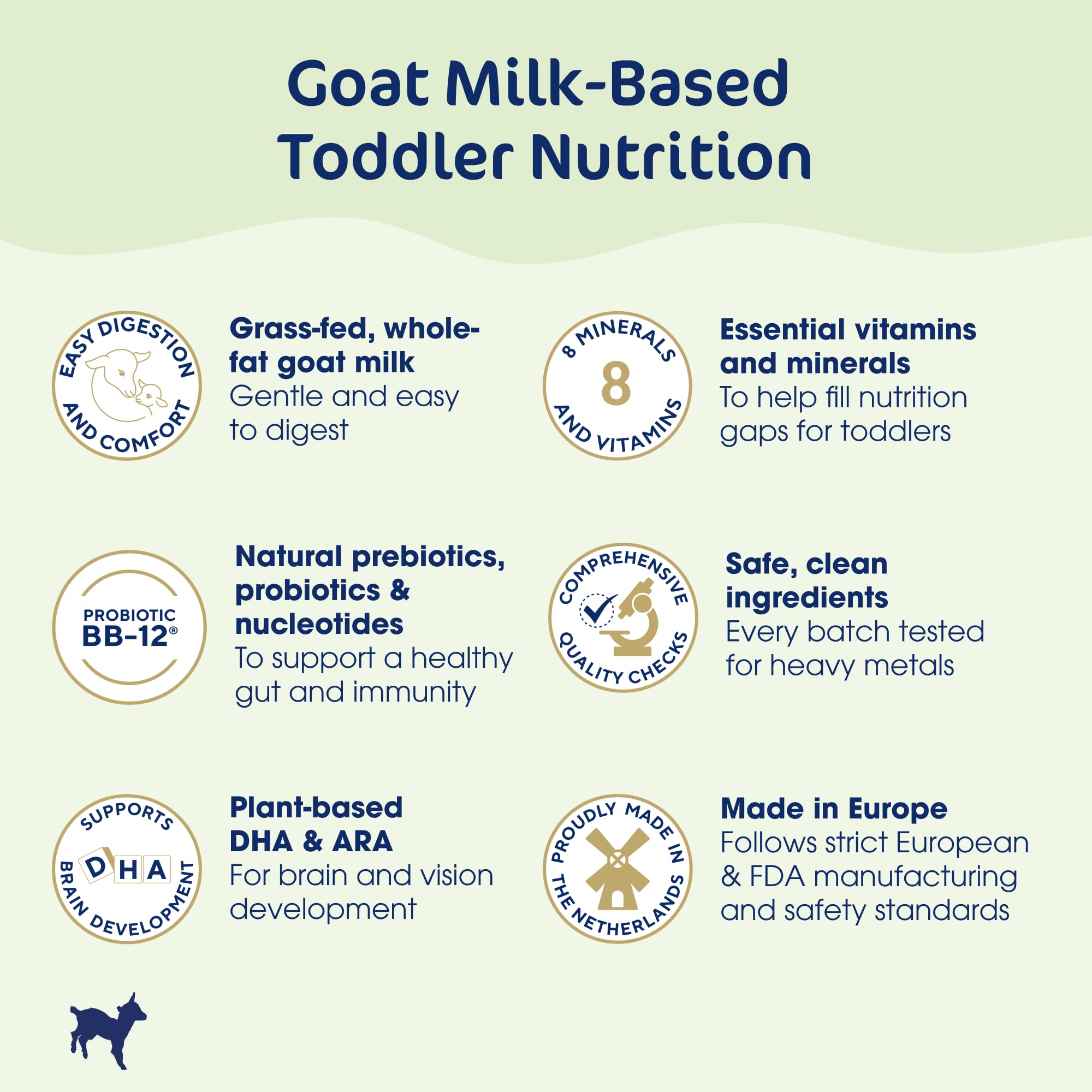 Kabrita tin lid illustration emphasizes goat milk-based ingredients.