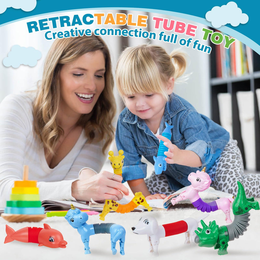 Kabvry Animal Pop Tubes giraffe design supports hand coordination during play