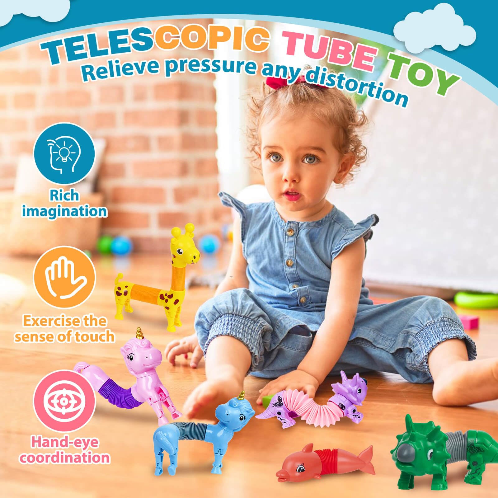 Kabvry Animal Pop Tubes triceratops shape aids fidgeting while learning colors