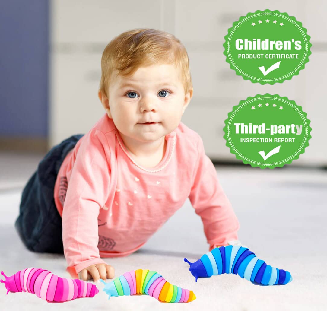 Kabvry Sensory Slug 3D articulated design, flexible segments for creative twisting.
