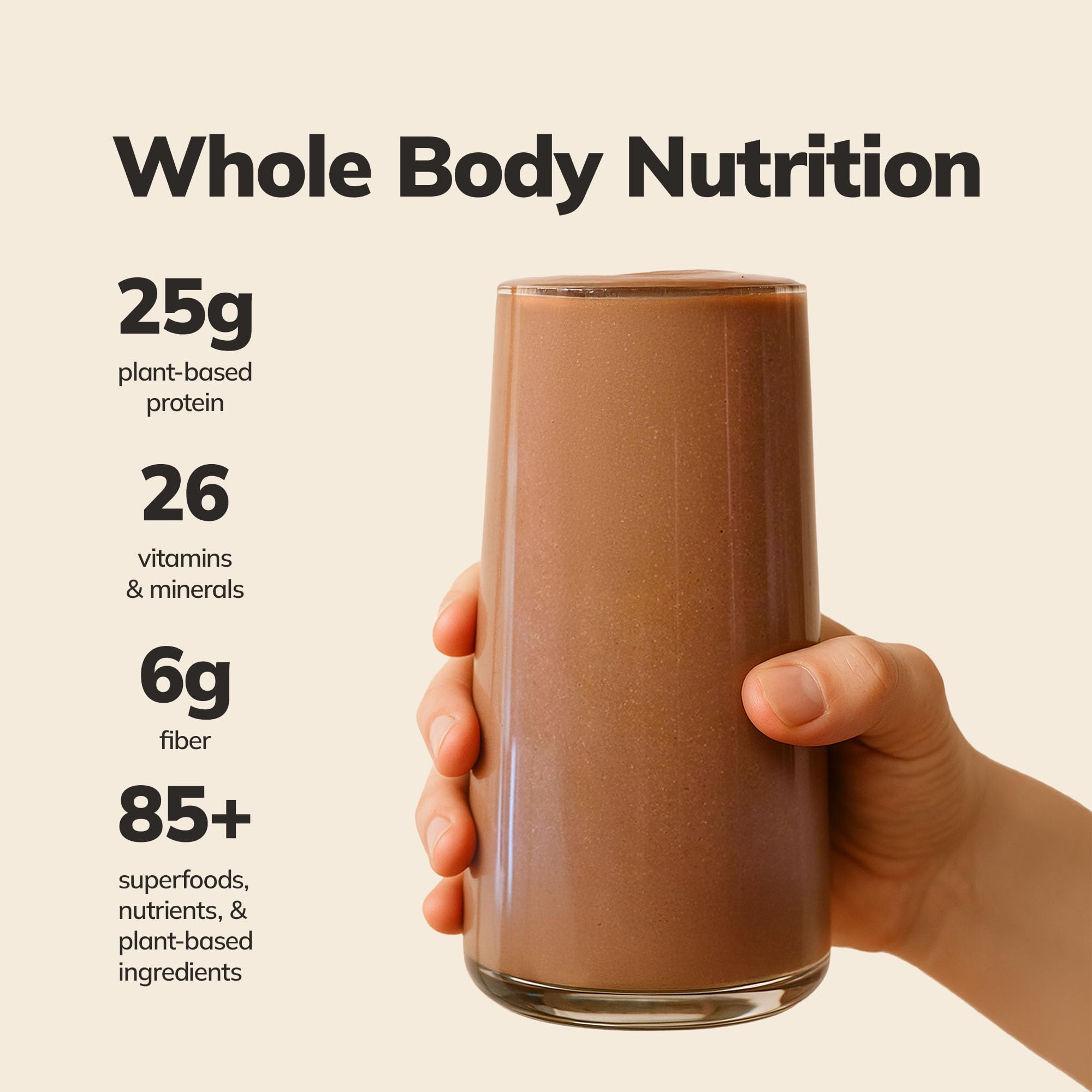 Ka’Chava vanilla shake in glass shows creamy texture for easy nutrition