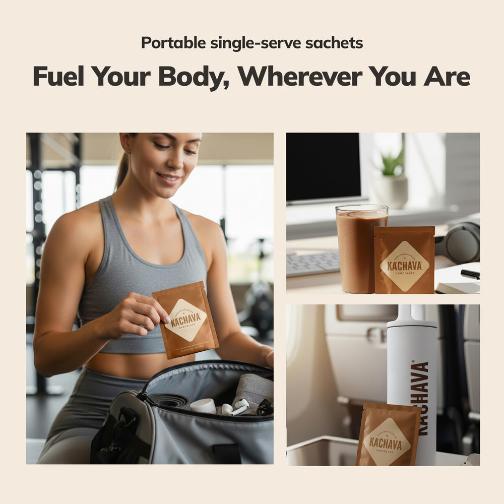 Ka’Chava chocolate with digestive enzymes and probiotics during mixing
