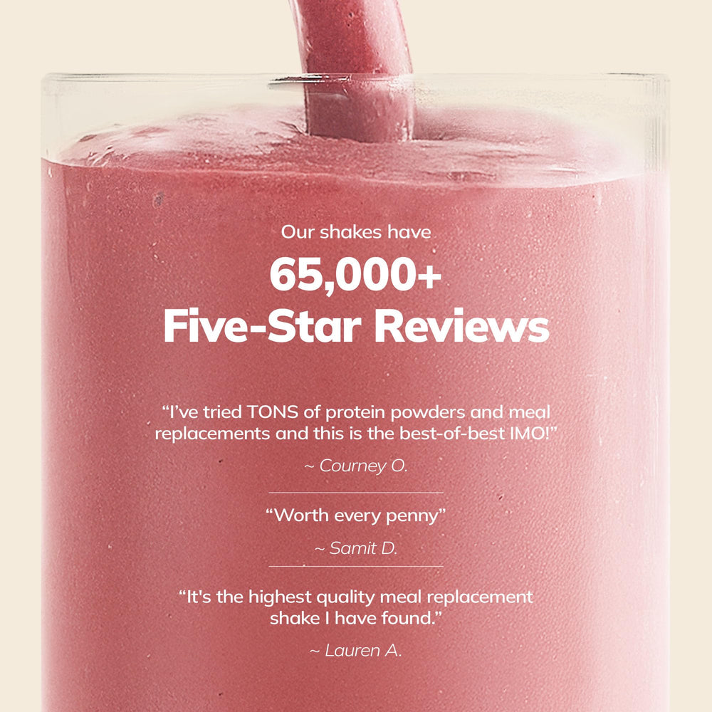 Ka’Chava strawberry shake ready to fuel a balanced breakfast.